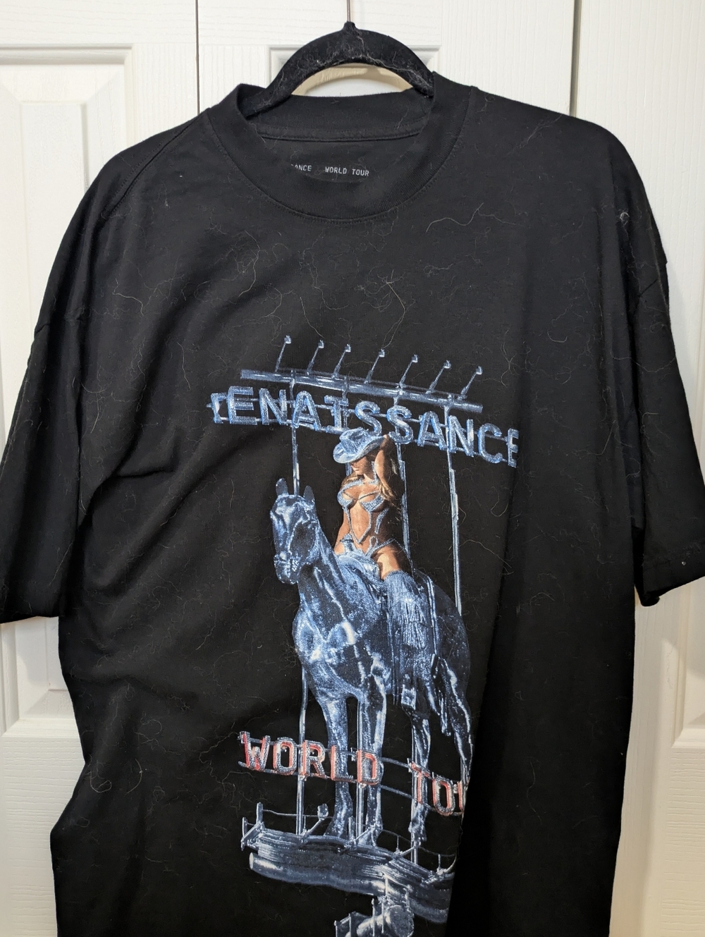 Black Graphic Short-Sleeve Tee with Renaissance World Tour Artwork